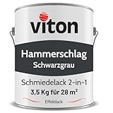 Viton Hammerschlaglack & Eisenglimmer - 3,5 Kg in Schwarzgrau - 2in1 Grundierung & Deckfarbe -...