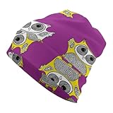 Witzige Eule lila Beanie-Mütze für Herren und Damen, Herbst-/Wintermütze, warm, Unisex, mit...