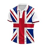 Generisch Männliches UK Flag Jack Print Lässiges Business-Top mit Raglanärmeln Knopfleiste am...