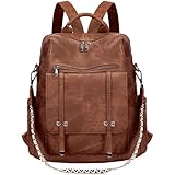 Leathario Rucksakck Damen Wasserdicht,Veganes Leder Cityrucksack,Rucksackhandtasche Mittelgroß,...