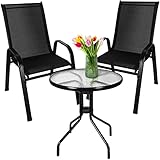 Bistro-Set 3-teilig Balkonmöbel-Set Tarassentisch Rund Gartenstühle Hochlehner Stapelbar...