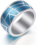 HAIGEGE Exquisite Ring mit Geschenkbox, Blu Öl Tropfringe Frauen Hochzeit Edelstahl Männer...