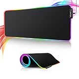 JZMATECH RGB Gaming Mauspad 800x300mm, XL Mousepad mit 14 Beleuchtungs Modi und 7 LED Farben,...