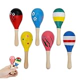 Maracas Holzrassel,Rasseln Rassel Musikinstrument,Mini Holz Maracas,Naturholz Maracas,Farbig...