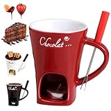 YAOPIU Schokoladen Fondue Becher Set - 130ml Keramik Schokofondue Tasse Mit Gabel, Persönlich...