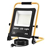 NAIZY LED Baustrahler Arbeitsleuchte 200W 16000LM LED Fluter Floodlight mit 3M Kabel und Wasserdicht...