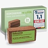 Humuserde I Kokoserde für Pflanzen 2 x 650g - 18L Kokoserde I Erde aus Kokosfasern I 100%...