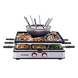 GIVENEU Electric Fondue Pot Set, 600 ml Fondue Pot with Grill Plate, 8 Colour-Coded Forks, 8...