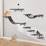 Katzen kletterwand Set mit Katzenbaum Hängematte,Katzenhöhle Wand,Katzenbrücke,Kratzbrett und...