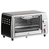 HOMCOM Mini Backofen 10 Liter 750W Kleiner Elektrobackofen mit Temperatur bis zu 230 ℃ Timer 60...