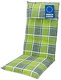 Doppler 8 cm Luxus Hochlehner Auflage mit Kopfkissen 5911', grün kariert