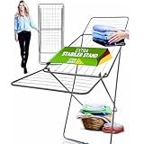 STAHLMANN ® Wäscheständer Silber [18 m Trockenfläche] - Wäscheständer schwarz platzsparend mit...