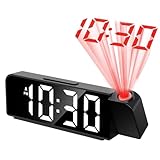 Projektionswecker für Schlafzimmer,Projektion Digitaler Wecker, Digitaler Wecker mit Projektion 180...