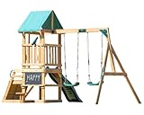 DOLPHIN PLAYGROUND T Schaukel Set mit 2 Schaukelsitzen, Klettergerüst, Tafel, Picknicktisch und...