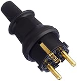 Kopp Schutzkontakt-Stecker in Schwarz - Hochwertiger Kabel-Stecker mit Knickschutzhülle - IP44...
