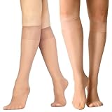 QESSUVNC 12 Paar Kniestrümpfe Damen, 20d Nylonstrümpfe Damen, Transparente Kniestrümpfe, Helle...