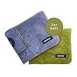 FLUFFINO® 2er Set Hundehandtuch Größe M/L - 120x70cm, extrem saugfähig und weich | Waschbar bei...