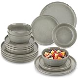 Steingut Geschirrset 6 Personen, vancasso Braun Teller Set Modern 24 teilig,Tafelservice mit...
