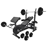 GORILLA SPORTS®Hantelbank mit Gewichten - 170 cm Hantelstange, 40/70/100 kg Hantelset, Beincurler,...