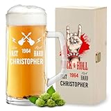 polar-effekt Personalisierter Bierkrug 0,5 L mit Gravur & Holzkiste mit UV-Druck - Geschenk-Set für...