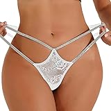 Sexy glänzender Bund Frauen schwarzer Spitzen-Tanga G-String-Höschen Ski Unterwäsche Damen...