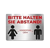Bitte Abstand halten Schild Aufkleber 14,8 cm x 10,5 cm selbstklebend wiederverwendbar Warnung...