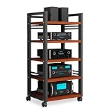 Verstellbarer HiFi-Ständer mit 5 Ebenen, beweglicher AV-Media-Komponentenschrank für Wohnzimmer,...