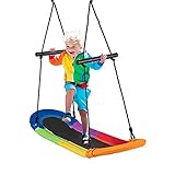 COSTWAY Nestschaukel oval, Skateboard Schaukel mit Griffen, Kinderschaukel bis 150 kg belastbar,...