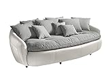 Mivano Megasofa Aruba / Großes Big Sofa mit Kissen / 238 x 80 x 140 / Materialmix Weiß-Grau
