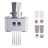 Yuning Zahnbürstenhalter, Wand-Zahnbürstenhalter mit doppeltem automatischem Zahnpastaspender, 5...