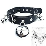 CYGzeon Choker Gothic SM Leder HalsbäNder Mit 3 GlöCkchen Und Metall D-Ring Gotik Punk Rock...