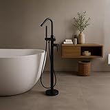 Leziter Lio Freistehende Badewannenarmatur, Messingkörper mit Zinklegierung-Griff, Schwarz, für...