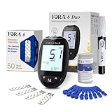 FORA 6 DUO Blutzuckermessgerät (mmol/L) mit 60 Blutzucker-Teststreifen + 60 Lanzetten | Bluetooth &...