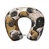 FSCEV Imagen De Pug Reisekissen aus Memory-Schaum für Erwachsene Basics halbrundes Nackenkissen...