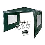 Relaxdays Pavillon 3x3 m, 2 Seitenteile, Metall Gestell, PE Plane, Fenster, Festival Partyzelt,...