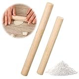ALTcompluser 2 Stück Teigroller Holz, Buchenholz Nudelholz, 2 Größen Umweltfreundliches...