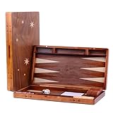 Syrace Holz eingelegtes Backgammon-Set, klassischer Strategie-Brettspielkoffer 15,7 Zoll große...