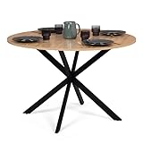 IDMarket - Esstisch, rund, Alix, 4-6 Personen, Spinnenfuß, Holz und Schwarz, 110 cm