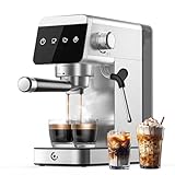 AMZCHEF Siebträgermaschine 20 Bar mit LED-Anzeige Home 2-in-1 Espressomaschine mit 1,2L abnehmbarem...