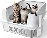 MIXJOY XXXL Katzenklo Edelstahl, Extra Katzenklo Groß 71x51x30 cm, Passend für Große Katzenrassen...