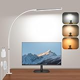 LED Schreibtischlampe Klemmbar, Dimmbare Schreibtischlampe mit 3 Farben und 10 Helligkeitsstufen,...
