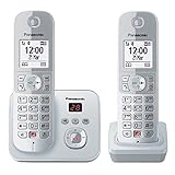 Panasonic KX-TG6862GS Schnurlostelefon mit 2 Mobilteilen und Anrufbeantworter (Bis zu 1.000...