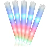 com-four® 5X LED-Leuchtstab aus Schaumstoff - Farbflash-Stick RGB 40 cm lang - Schamstoffrolle mit...
