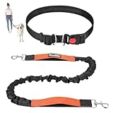Pawaboo Elastisch Hunde Jogging Leine mit Bauchgurt, Freihändig Reflektierend Freihandleine mit...