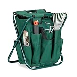 Relaxdays Gartenwerkzeug Hocker, Gartengeräte Aufbewahrung, klappbar, HxBxT: 42 x 30 x 39 cm,...