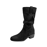 JXpxbao Stiefeletten Damen Elegant Wildleder Halbstiefel Spitz Schlupfschuhe Stiefel Kurzstiefel...