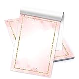 Logbuch-Verlag Briefpapier rosa weiß mit goldenem Rand DIN A5 Briefblock - Motivpapier Block für...