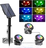NATPOW Solar Teichbeleuchtung, RGB Unterwasser Teichlicht Landschaftsscheinwerfer Teichleuchten...