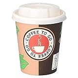 200 Kaffeebecher 8 oz für 200 ml Coffee to Go Pappbecher 0,2 ltr Cappuccinobecher mit weißem...