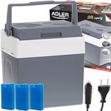 ADLER EUROPE - Kühlbox mit Griff 28 L - Tragbare Autokühlbox - Set mit Autokabel und Steckdose -...